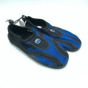 Easy USA Mens Water Shoes Mesh Slip On Drawstring Blue Black Size 13